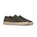 Slip-on Uomo in Camoscio Verde Oliva – Suola Beige