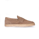 Mocassino Uomo in Camoscio Beige – Suola Intrecciata in Corda Naturale