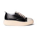 Sneakers ATTILA in Vitello Nero con Suola "VI" Panna Uomo
