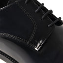 Derby AUGUSTO Abrasivato Blu con Suola in Cuoio con Mezza Piantina Uomo