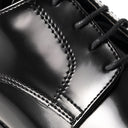 Derby AUGUSTO Abrasivato Nero con Suola in Cuoio con Mezza Piantina Uomo