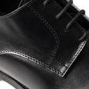 Derby AUGUSTO Vitello Nero con Suola in Cuoio con Mezza Piantina Uomo