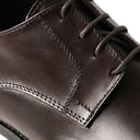 Derby AUGUSTO Vitello Testa di Moro con Suola in Cuoio con Mezza Piantina Uomo