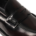 Mocassino AURELIO Abrasivato Bordeaux con Suola in Cuoio con Mezza Piantina Uomo