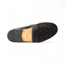 Mocassino AURELIO Vitello Nero con Suola in Cuoio con Mezza Piantina Uomo