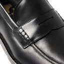 Mocassino AURELIO Vitello Nero con Suola in Cuoio con Mezza Piantina Uomo