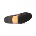 Mocassino AURELIO Vitello Testa di Moro con Suola in Cuoio con Mezza Piantina Uomo