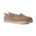 Pantofola BAHAMAS in Camoscio Taupe con Suola in Corda Intrecciata Uomo