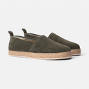 Pantofola BAHAMAS in Camoscio Verde con Suola in Corda Intrecciata Uomo