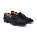 Mocassino BARCELLONA in Camoscio Blu con Suola in Cuoio Cucita Blake Uomo