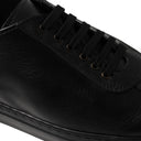 Sneaker CLAUDIO Pelle Bottolata Nera con Suola Nera Uomo