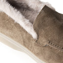 Mocassino CLEOPATRA in Camoscio Taupe con Suola Trasparente Donna