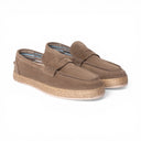 Mocassino DUBAI in Camoscio Taupe con Suola in Corda Intrecciata Uomo