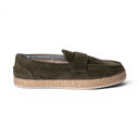 Mocassino DUBAI in Camoscio Verde con Suola in Corda Intrecciata Uomo