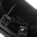 Monk FLAVIO Abrasivato Nero con Suola in Cuoio con Mezza Piantina Uomo