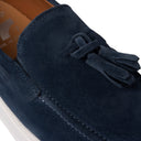 Mocassino FORMENTERA in Camoscio Jeans con Nappine e Suola AR Bianca Uomo