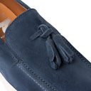 Mocassino LAGOS in Camoscio Jeans con Nappine e Suola FI Bianca Uomo
