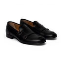 Monk MADRID in Vitello Nero con Suola in Cuoio Cucita Blake Uomo