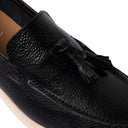 Mocassino MALLORCA in Vitello Bottolato Nero con Nappine e Suola Extralight Cucita Uomo