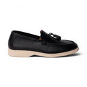 Mocassino MALLORCA in Vitello Bottolato Nero con Nappine e Suola Extralight Cucita Uomo