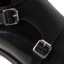 Monk MARCO Vitello Nero con Suola in Cuoio con Mezza Piantina Uomo