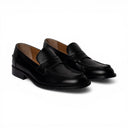 Mocassino MYKONOS in Vitello Nero con Suola in Cuoio Cucita Blake Uomo