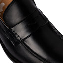 Mocassino MYKONOS in Vitello Nero con Suola in Cuoio Cucita Blake Uomo