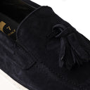 Mocassino OMERO Camoscio Blu con Suola AR Bianca Uomo