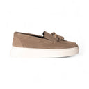 Mocassino OMERO Camoscio Taupe con Suola AR Bianca Uomo