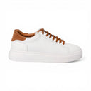 Sneaker POSITANO in Vitello Bianco con Riporto Cuoio con Suola AR Bianca Uomo