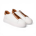 Sneaker POSITANO in Vitello Bianco con Riporto Cuoio con Suola AR Bianca Uomo