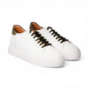 Sneaker POSITANO in Vitello Bianco con Riporto Verde con Suola AR Bianca Uomo