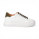 Sneaker POSITANO in Vitello Bianco con Riporto Verde con Suola AR Bianca Uomo