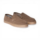 Mocassino SANTORINI in Camoscio Taupe con Suola in Corda Intrecciata Uomo
