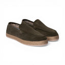 Mocassino SANTORINI in Camoscio Verde con Suola in Corda Intrecciata Uomo