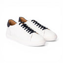 Sneaker SORRENTO in Pelle di Vitello Bianca con Riporto Blu e Suola "FI" Bianca Uomo