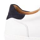 Sneaker SORRENTO in Pelle di Vitello Bianca con Riporto Blu e Suola "FI" Bianca Uomo