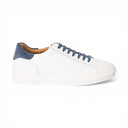 Sneaker SORRENTO in Pelle di Vitello Bianca con Riporto Jeans e Suola "FI" Bianca Uomo