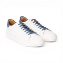 Sneaker SORRENTO in Pelle di Vitello Bianca con Riporto Jeans e Suola "FI" Bianca Uomo