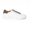 Sneaker SORRENTO in Pelle di Vitello Bianca con Riporto Verde e Suola 