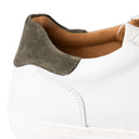 Sneaker SORRENTO in Pelle di Vitello Bianca con Riporto Verde e Suola "FI" Bianca Uomo