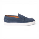 Mocassino TAORMINA in Camoscio Jeans con Suola "FI" Bianca Uomo
