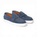 Mocassino TAORMINA in Camoscio Jeans con Suola "FI" Bianca Uomo