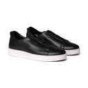 Sneakers TARQUINIO in Vitello Nero con Suola "BA" Bianca Uomo