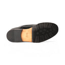 Derby TIBERIO Abrasivato Nero con Suola in Cuoio con Mezza Piantina Uomo