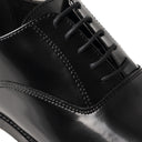 Derby TIBERIO Abrasivato Nero con Suola in Cuoio con Mezza Piantina Uomo