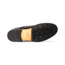 Derby TIBERIO Vitello Nero con Suola in Cuoio con Mezza Piantina Uomo