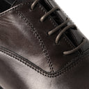 Derby TIBERIO Vitello Testa di Moro con Suola in Cuoio con Mezza Piantina Uomo