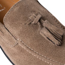 Mocassino VALENCIA in Camoscio Taupe con Nappine e Suola in Cuoio Cucita Blake Uomo
