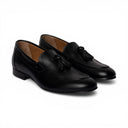 Mocassino VALENCIA in Vitello Nero con Nappine e Suola in Cuoio Cucita Blake Uomo
